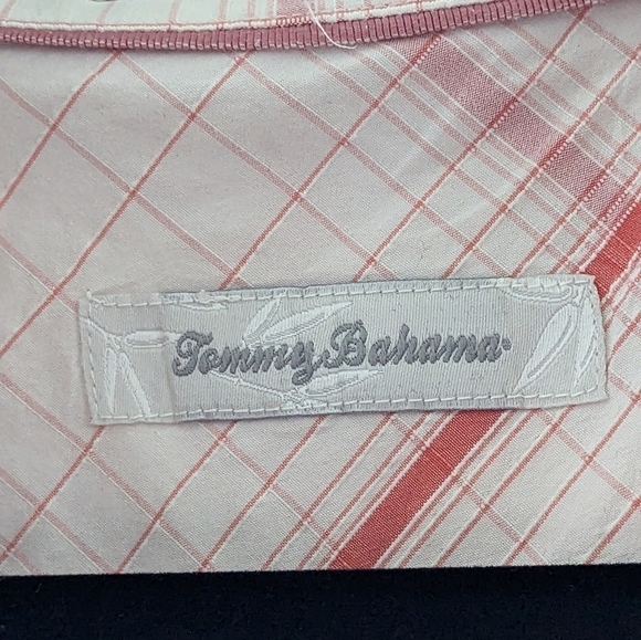 Tommy Bahama Cotton/Silk Cream with Orange button up,large EUC - Picture 3 of 4